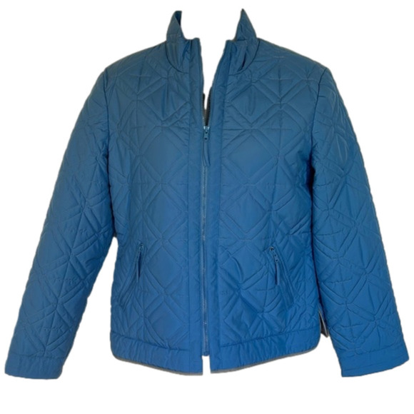 TALBOTS Petites Cornflower Blue Quilted Short Jacket Size Small - Picture 1 of 3